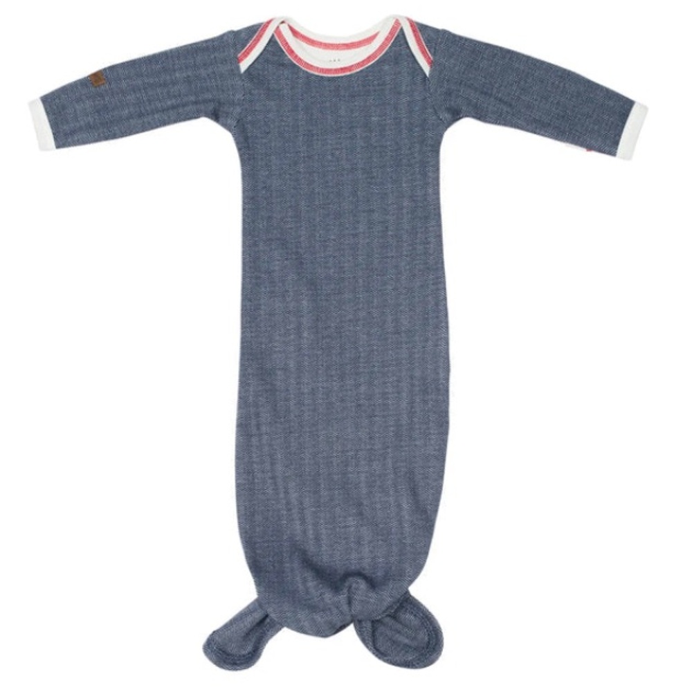 Juddlies designs organic knotted gown herringbone 0/3m